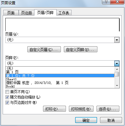 Excel2007设置页脚
