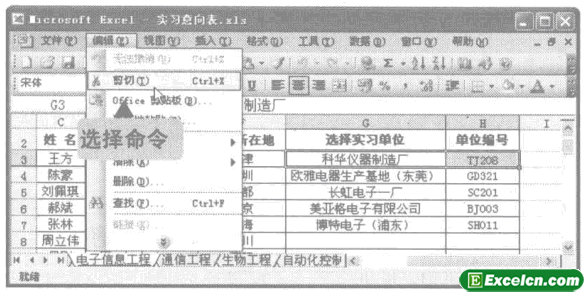 在excel中移动和复制数据